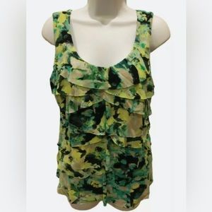 Style&Co Tank Top Blouse Large Green Multicolor Sleeveless